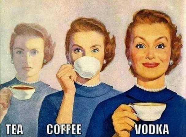 Čaj, káva, vodka
