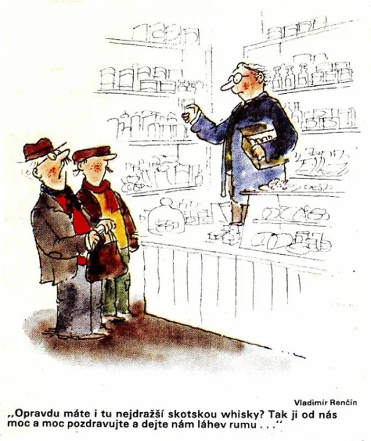 Renčín, láhev rumu